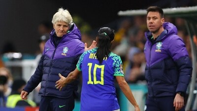 Brazil's Marta with coach Pia Sundhage (REUTERS)