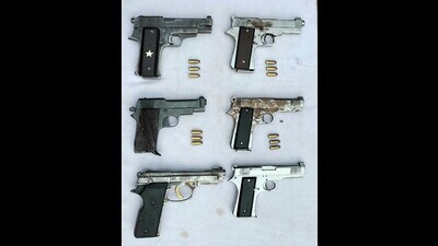 The SBS Nagar police have arrested a close associate of jailed gangster Ravi Balachauria and recovered six pistols on Thursday.