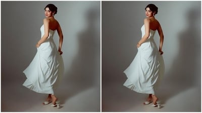 Khushi Kapoor's dress is from the shelves of the clothing line Dalida Ayach. It features a backless pattern, fitted bust and flared bottom. (Instagram/@tanghavri) Khushi Kapoor's dress is from the shelves of the clothing line Dalida Ayach. It features a backless pattern, fitted bust and flared bottom. (Instagram/@tanghavri)