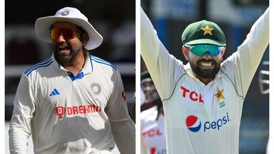 India captain Rohit Sharma and Pakistan captain Babar Azam India captain Rohit Sharma and Pakistan captain Babar Azam