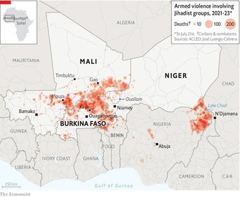 Armed violence involving jihadist groups (The Economist) Armed violence involving jihadist groups (The Economist)