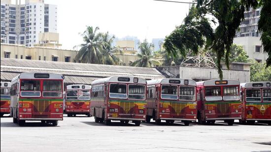 BEST buses at a depot in Mumbai. (Bhushan Koyande/ HT File Photo)
