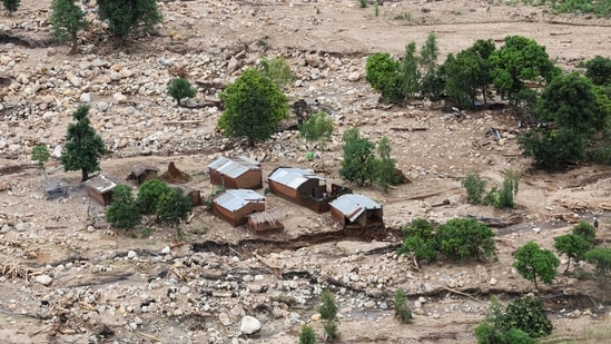 Africa: An aerial view shows houses which were damaged in Muloza on the border with Mozambique. More than 1400 people died due to cyclone Freddy, an exceptional, long lived storm that led to widespread devastation across southern Africa in March.(REUTERS)