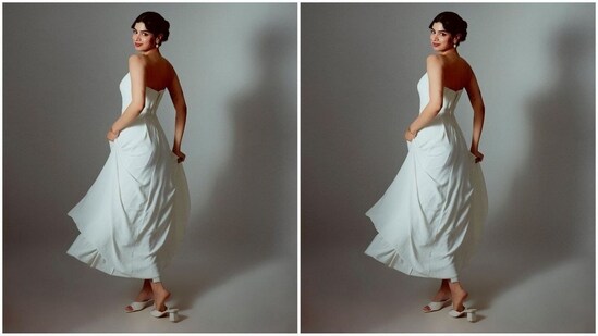 Khushi Kapoor's dress is from the shelves of the clothing line Dalida Ayach. It features a backless pattern, fitted bust and flared bottom.(Instagram/@tanghavri)