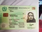 Combo picture shows identity card (L) of Seema Ghulam Haider, a Pakistani mother of four, who sneaked into India to live with a Hindu man, Sachin Meena, whom she befriended through an online game platform and her portrait (R). (PTI Photo)