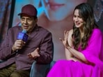 Dharmendra and Alia Bhatt during a press conference of their newly-released film Rocky Aur Rani Kii Prem Kahaani.
