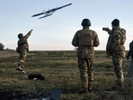 Ukrainian soldiers launch a drone at Russian positions near Bakhmut, Donetsk region. Ukrainian soldiers launch a drone at Russian positions near Bakhmut, Donetsk region.