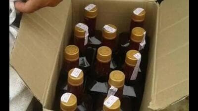 A team of Yamunanagar police and excise department seized over 650 bottles of illicit liquor during raids at two locations of a commission agent in Radaur sub-division on Thursday. (HT File/Representational image)