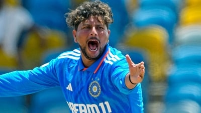 India's Kuldeep Yadav celebrates a dismissal (BCCI Twitter)