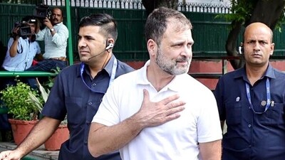 Congress leader Rahul Gandhi arrives to attend a meeting with leaders from Kerala Congress in New Delhi on Thursday. (ANI Photo) (Congress Twitter)
