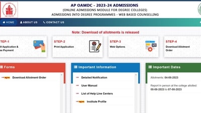 AP OAMDC 2023 seat allotment result released at cets.apsche.ap.gov.in AP OAMDC 2023 seat allotment result released at cets.apsche.ap.gov.in