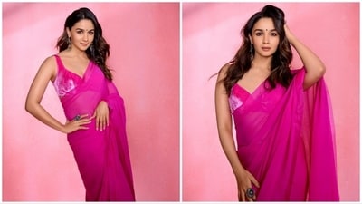 Alia Bhatt is currently busking on the success of her recent release Rocky Aur Rani Kii Prem Kahaani. In yet another saree look, Ali Bhatt grabbed eyeballs. She recently stepped out for an event wearing a 'rani pink' drape. (Instagram/@aliaabhatt) Alia Bhatt is currently busking on the success of her recent release Rocky Aur Rani Kii Prem Kahaani. In yet another saree look, Ali Bhatt grabbed eyeballs. She recently stepped out for an event wearing a 'rani pink' drape. (Instagram/@aliaabhatt)