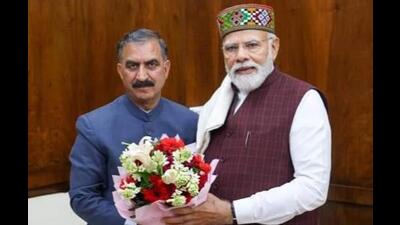 Himachal Pradesh chief minister Sukhvinder Singh Sukhu with Prime Minister Narendra Modi in New Delhi on Friday. (HT Photo)