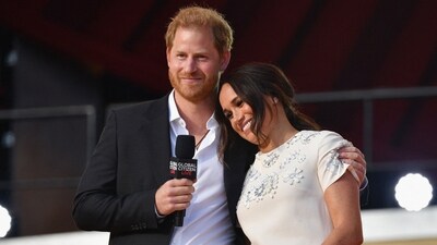 Prince Harry and Meghan Markle speak during the 2021 Global Citizen Live festival at the Great Lawn, Central Park on September 25, 2021 in New York City (Photo by Angela Weiss / AFP) (AFP) Prince Harry and Meghan Markle speak during the 2021 Global Citizen Live festival at the Great Lawn, Central Park on September 25, 2021 in New York City (Photo by Angela Weiss / AFP) (AFP)