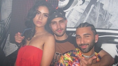 Nysa Devgan wore a red dress as she partied with her friends in Greece. Nysa Devgan wore a red dress as she partied with her friends in Greece.