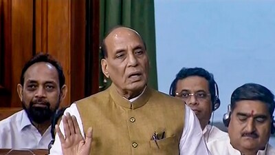 Defence Minister Rajnath Singh speaks in the Lok Sabha during the Monsoon session of Parliament, in New Delhi, Friday. (PTI) Defence Minister Rajnath Singh speaks in the Lok Sabha during the Monsoon session of Parliament, in New Delhi, Friday. (PTI)