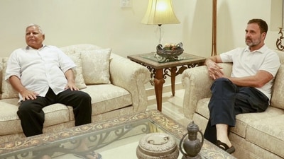Congress leader Rahul Gandhi with RJD chief Lalu Prasad Yadav during a meeting, in New Delhi, Friday. (PTI) Congress leader Rahul Gandhi with RJD chief Lalu Prasad Yadav during a meeting, in New Delhi, Friday. (PTI)
