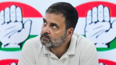 Congress leader Rahul Gandhi at AICC headquarters. (PTI) Congress leader Rahul Gandhi at AICC headquarters. (PTI)