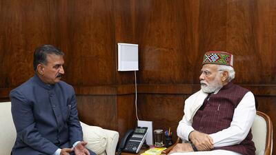 Prime Minister Narendra Modi and Himachal Pradesh CM Sukhvinder Singh Sukhu during a meeting, in New Delhi (PTI) Prime Minister Narendra Modi and Himachal Pradesh CM Sukhvinder Singh Sukhu during a meeting, in New Delhi (PTI)