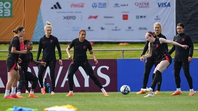 Jul 31, 2023; Auckland, NZL;  The United States women's national team trains at Waitakere Stadium amid the 2023 FIFA Women's World Cup. Mandatory Credit: Jenna Watson-USA TODAY Sports (USA TODAY Sports via Reuters Con)