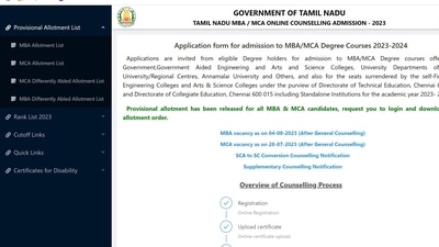 TANCET releases provisional allotment lists for MBA and MCA programmes TANCET releases provisional allotment lists for MBA and MCA programmes