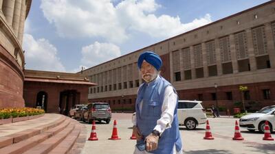 Union minister Hardeep Puri arrives at the Parliament House during Monsoon session in New Delhi (PTI File) Union minister Hardeep Puri arrives at the Parliament House during Monsoon session in New Delhi (PTI File)