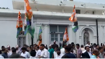 Congress party workers celebrating outside AICC office in Delhi following the Supreme Court's interim order staying Rahul Gandhi's conviction on Friday. (ANI) Congress party workers celebrating outside AICC office in Delhi following the Supreme Court's interim order staying Rahul Gandhi's conviction on Friday. (ANI)