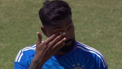 Did Hardik Pandya really get emotional at India's national anthem? (Screengrab) Did Hardik Pandya really get emotional at India's national anthem? (Screengrab)