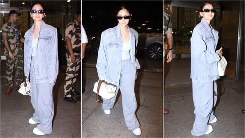 Alia Bhatt's streetwear look at the Mumbai airport. (HT Photo/Varinder Chawla)