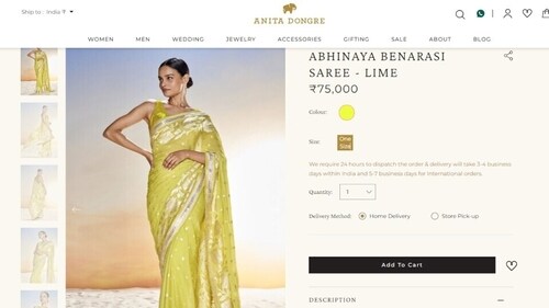 The price of Malaika Arora's Banarasi silk saree (anitadongre.com) The price of Malaika Arora's Banarasi silk saree (anitadongre.com)