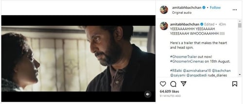 Amitabh shared the trailer on Instagram.