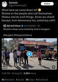 A screenshot of the tweet from Govinda's account. A screenshot of the tweet from Govinda's account.