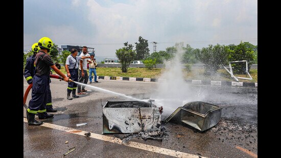 Enraged over death of a newly-wed woman, scores of men and women, including parents and relatives of the deceased, blocked Sidhra-Nagrota bypass for over an hour on Friday. (PTI)