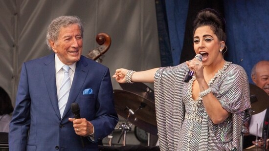 Tony Bennett and Lady Gaga perform at the New Orleans Jazz & Heritage Festival, on April 26, 2015 in New Orleans (Photo by Barry Brecheisen/Invision/AP, File) (Barry Brecheisen/Invision/AP)