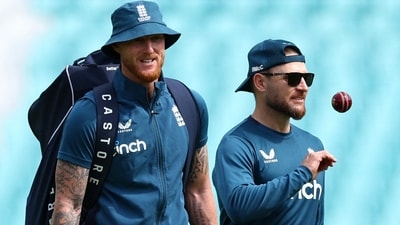 England's Ben Stokes with head coach Brendon McCullum during training (Reuters)