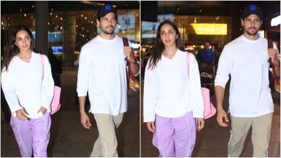 Kiara Advani and Sidharth Malhotra return to Mumbai after her birthday trip in Italy. (HT Photo/Varinder Chawla) Kiara Advani and Sidharth Malhotra return to Mumbai after her birthday trip in Italy. (HT Photo/Varinder Chawla)
