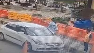 Locals said that the MP’s car was crossing the toll plaza at plaza in East Burdwan when the incident took place. (Video grab) Locals said that the MP’s car was crossing the toll plaza at plaza in East Burdwan when the incident took place. (Video grab)