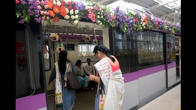 Pune Metro passenger service on Phugewadi to Civil Court route began on August 4. (HT PHOTO)
