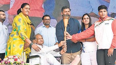 Rajasthan chief minister Ashok Gehlot said the organisation of Rajiv Gandhi Rural and Urban Olympic Games-2023 will set new records in the direction of sports promotion. (HT Photo) Rajasthan chief minister Ashok Gehlot said the organisation of Rajiv Gandhi Rural and Urban Olympic Games-2023 will set new records in the direction of sports promotion. (HT Photo)