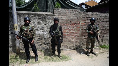 The Jammu and Kashmir Police on Saturday said that a terrorist was killed in an encounter in the Rajouri district. (Waseem Andrabi /HT) The Jammu and Kashmir Police on Saturday said that a terrorist was killed in an encounter in the Rajouri district. (Waseem Andrabi /HT)