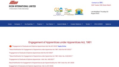 IRCON to recruit 33 apprentices IRCON to recruit 33 apprentices