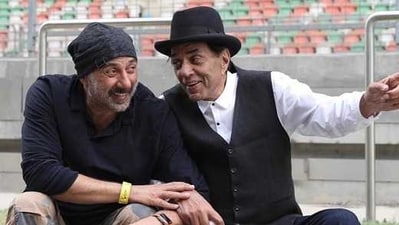 Sunny Deol with his father Dharmendra. Sunny Deol with his father Dharmendra.