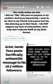 Jennifer Anniston posts her statement on antisemitic post she liked on Instagram