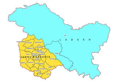 New map of Jammu and Kashmir, and Ladakh published in November 2019. New map of Jammu and Kashmir, and Ladakh published in November 2019.