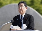 Japan's Prime Minister Fumio Kishida delivers a speech during a ceremony marking the 78th anniversary of the world's first atomic bombing at the Hiroshima Peace Memorial Park in Hiroshima, western Japan Sunday, Japan's Prime Minister Fumio Kishida delivers a speech during a ceremony marking the 78th anniversary of the world's first atomic bombing at the Hiroshima Peace Memorial Park in Hiroshima, western Japan Sunday,