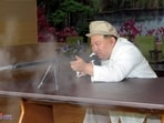 North Korean leader Kim Jong Un gives field guidance at a major weapon factory in this image released by North Korea's Korean Central News Agency on Sunday.