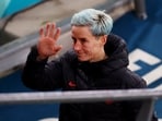 Megan Rapinoe of the U.S. waves after the losing the penalty shootout and being knocked out of the World Cup 