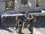 Members of the Palestinian Fatah group run to take position during a third day of clashes that erupted with Islamist factions in the Palestinian refugee camp of Ein el-Hilweh near the southern port city of Sidon, Lebanon, on July 31, 2023. Members of the Palestinian Fatah group run to take position during a third day of clashes that erupted with Islamist factions in the Palestinian refugee camp of Ein el-Hilweh near the southern port city of Sidon, Lebanon, on July 31, 2023.