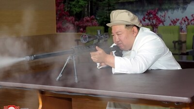 North Korean leader Kim Jong Un gives field guidance at a major weapon factory in this image released by North Korea's Korean Central News Agency on Sunday. (via REUTERS)