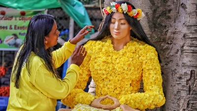 This year's flower show is dedicated to Kengal Hanumanthaiah, who played an important role in the construction of the Vidhana Soudha. (PTI) This year's flower show is dedicated to Kengal Hanumanthaiah, who played an important role in the construction of the Vidhana Soudha. (PTI)